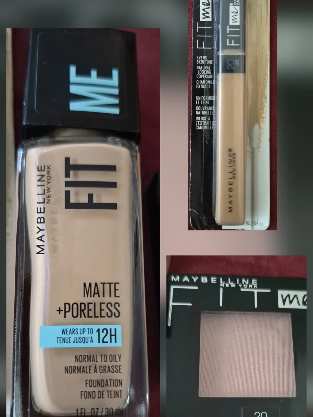 Maybelline Fit matte foundation  #120 ,blush #20 & #20 concealer stick